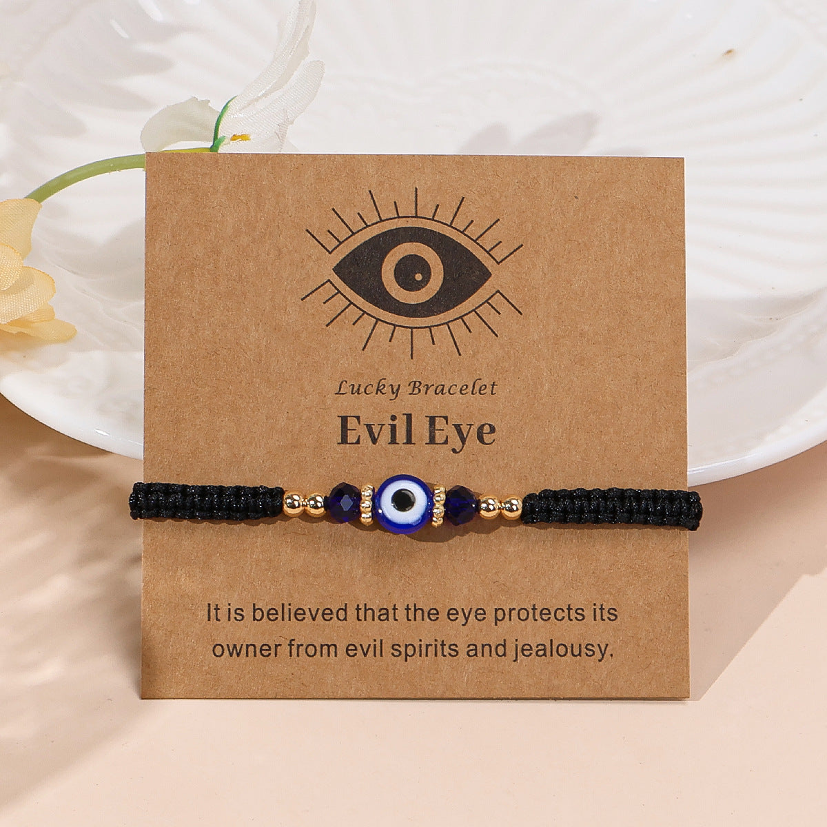 evil eye bracelet for protection handmade woven cord bracelet lucky blue eye amulet talisman jewelry adjustable braided string bracelet gift for men women friends