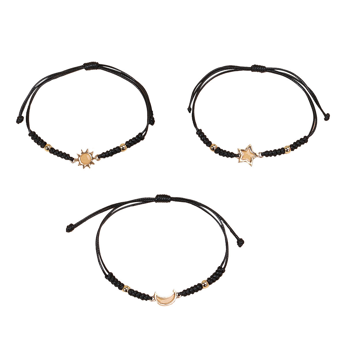 matching universe promise bracelets pack handcrafted braided macramé wish wristband set with sun moon star charms cute relationship gift for couples bff sisters