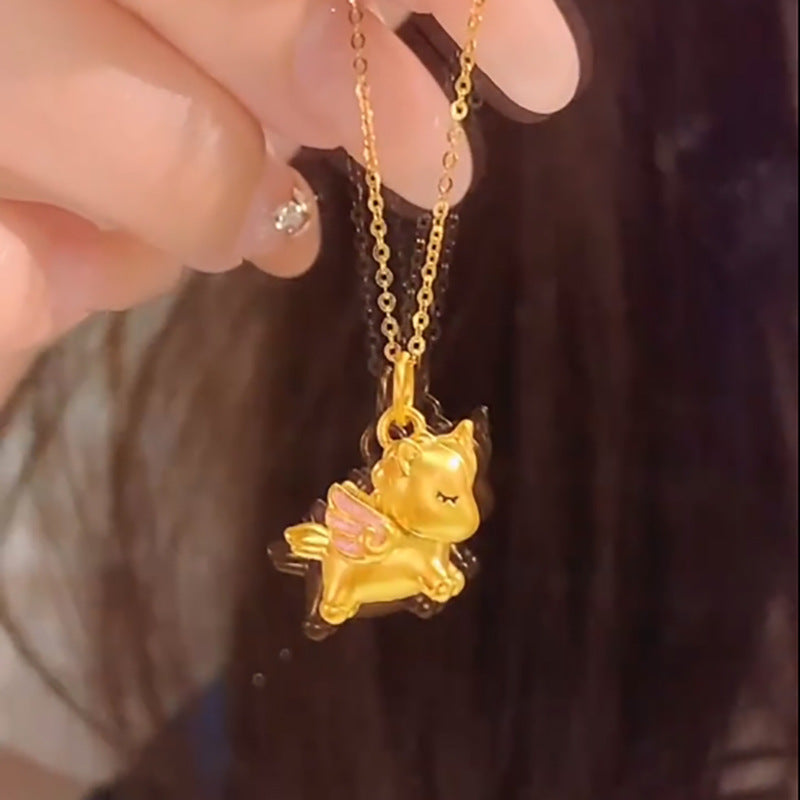 chinese zodiac horse silver necklace – s925 enamel unicorn pendant for women - star8s