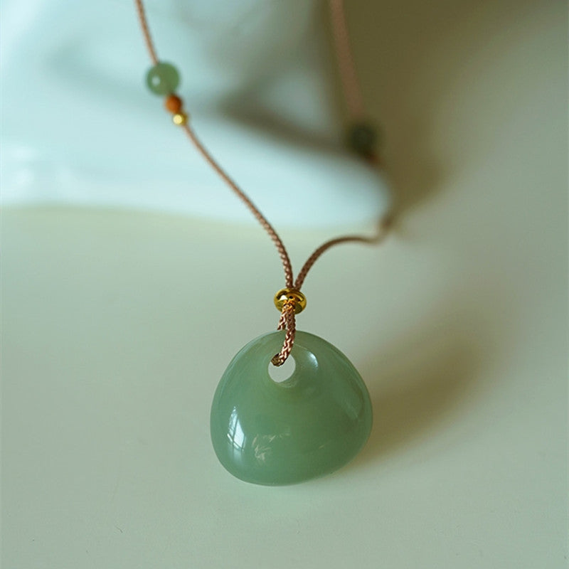 natural hetian jade green pendant - green jade lock pendant for bags lucky & minimalist