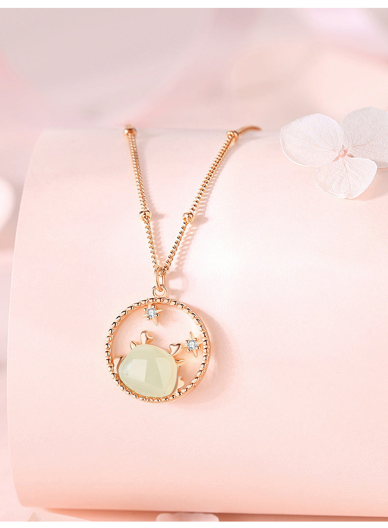 Real Jade Necklace - 925 Silver Gold Plated Dragon Hetian Pendant | STAR8S