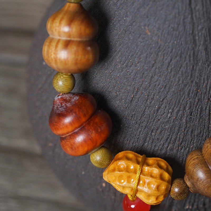 multi-wood gourd bead bracelet handmade lucky prayer beads | blessing bracelet for men & women