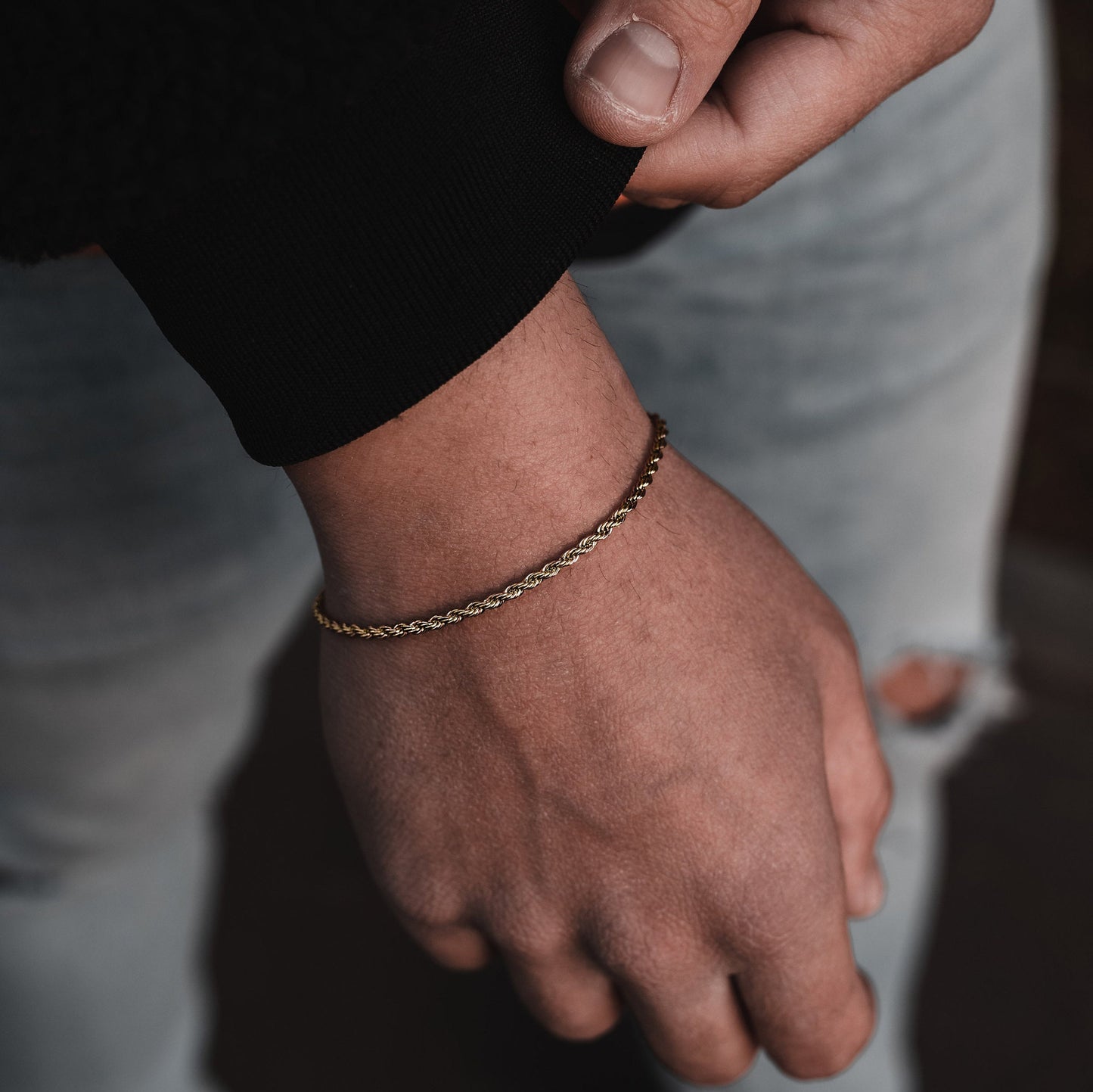 minimalist rope chain bracelet for men premium stainless steel twisted curb link wristband waterproof tarnish-free everyday stackable layering cuff