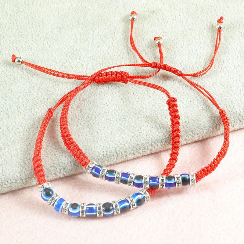 blue eye bracelet red cord protection amulet - star8s