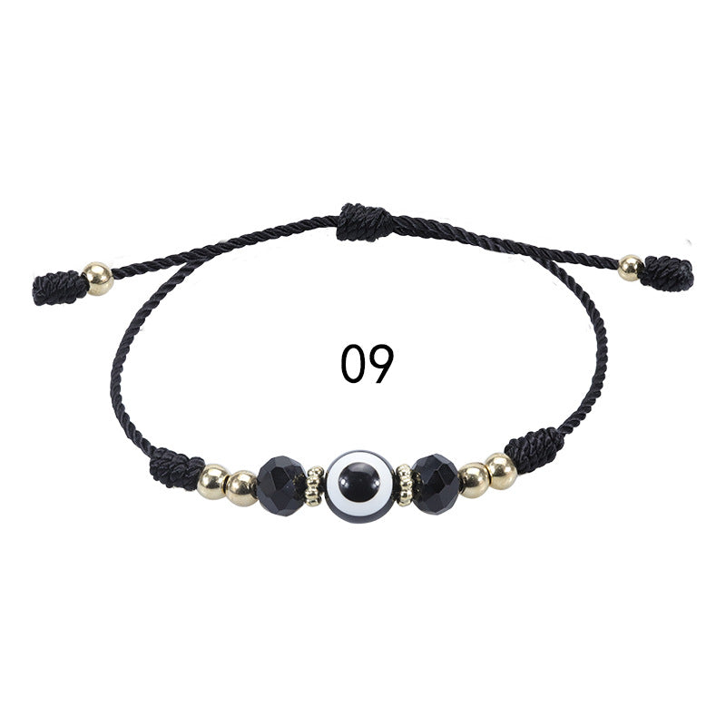 evil eye bracelet - adjustable crystal bead woven bracelet for boys & girls | lucky protection charm bracelet - star8s