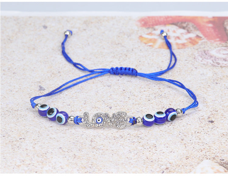 Evil Eye Bracelet with Blue Eye Fish Beads - Adjustable Protective Charm Bracelet - STAR8S