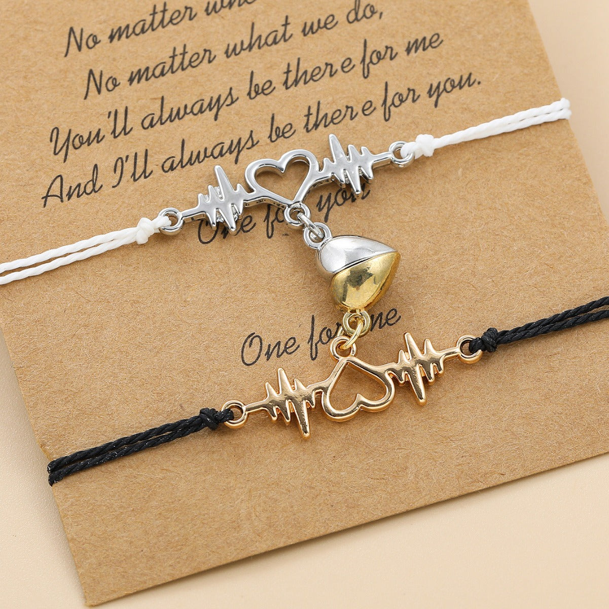 matching relationship bracelets for couples magnetic split heart lifeline charm handcrafted woven cord wristband with pinky promise wish card for lovers anniversary birthday