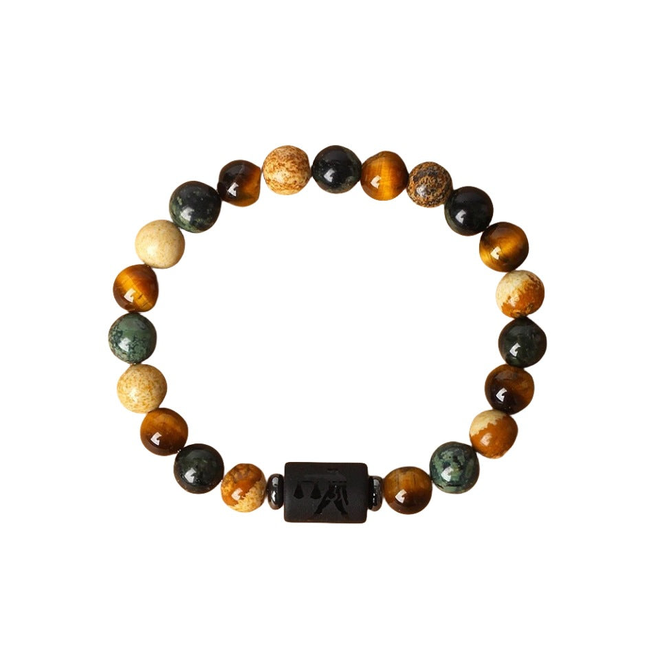 12 the zodiac signs natural stone beaded bracelet - tiger eye - star8s