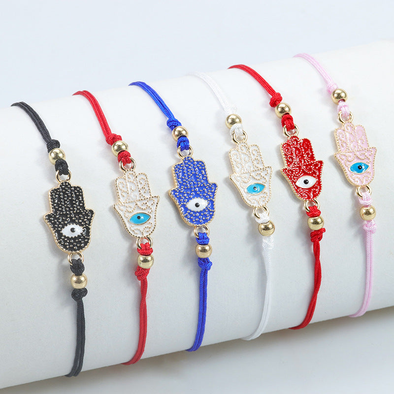 evil eye hamsa hand bracelet - simple adjustable charm for protection & good luck - star8s