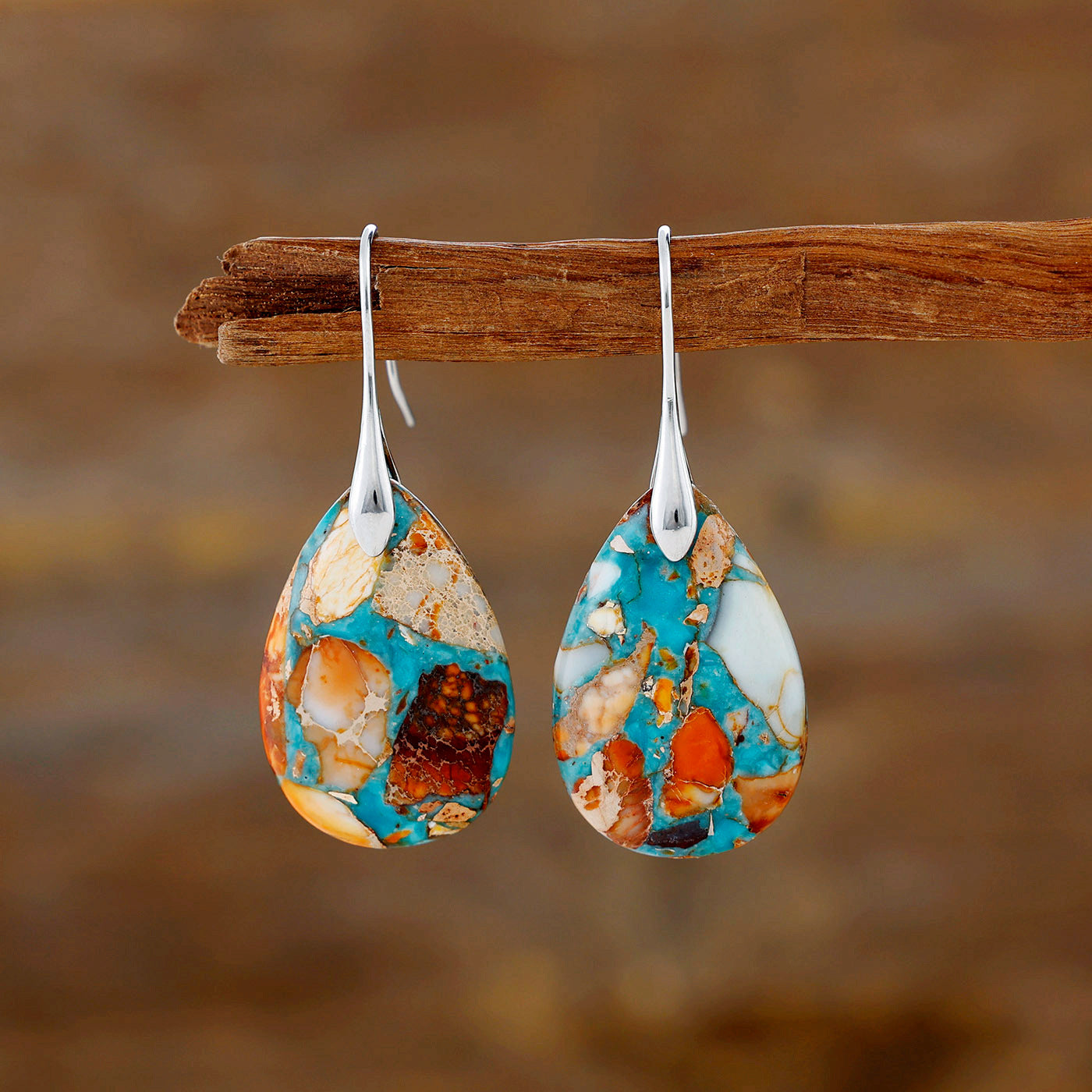 Boho Drop Earrings - Semi-Gemstone Teardrop Earrings for Women | Bohemian Style Jewelry - STAR8S