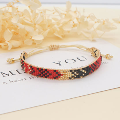 Colorful Heart Boho Friendship Bracelets — Handmade Woven Seed Bead Bracelet, Adjustable, Gift-Ready