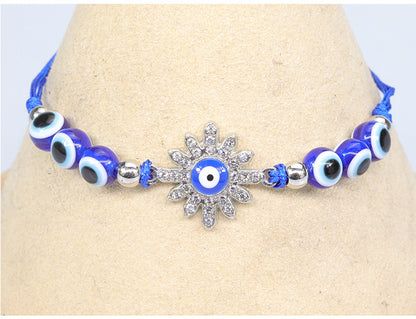 Evil Eye Bracelet with Blue Eye Fish Beads - Adjustable Protective Charm Bracelet - STAR8S