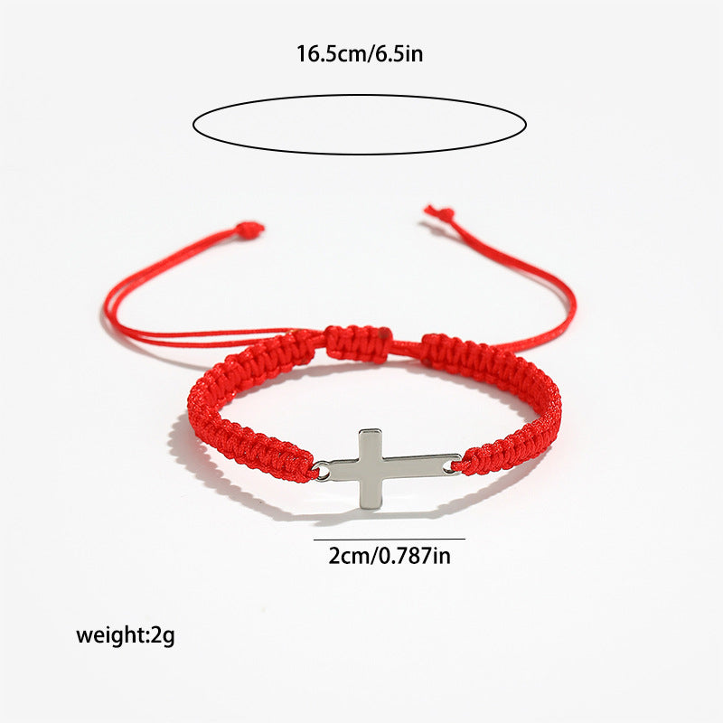 Stainless Steel Cross Hand-Woven Bracelet | Unisex Simple Couple Gift | Colored Friendship Bracelet - STAR8S