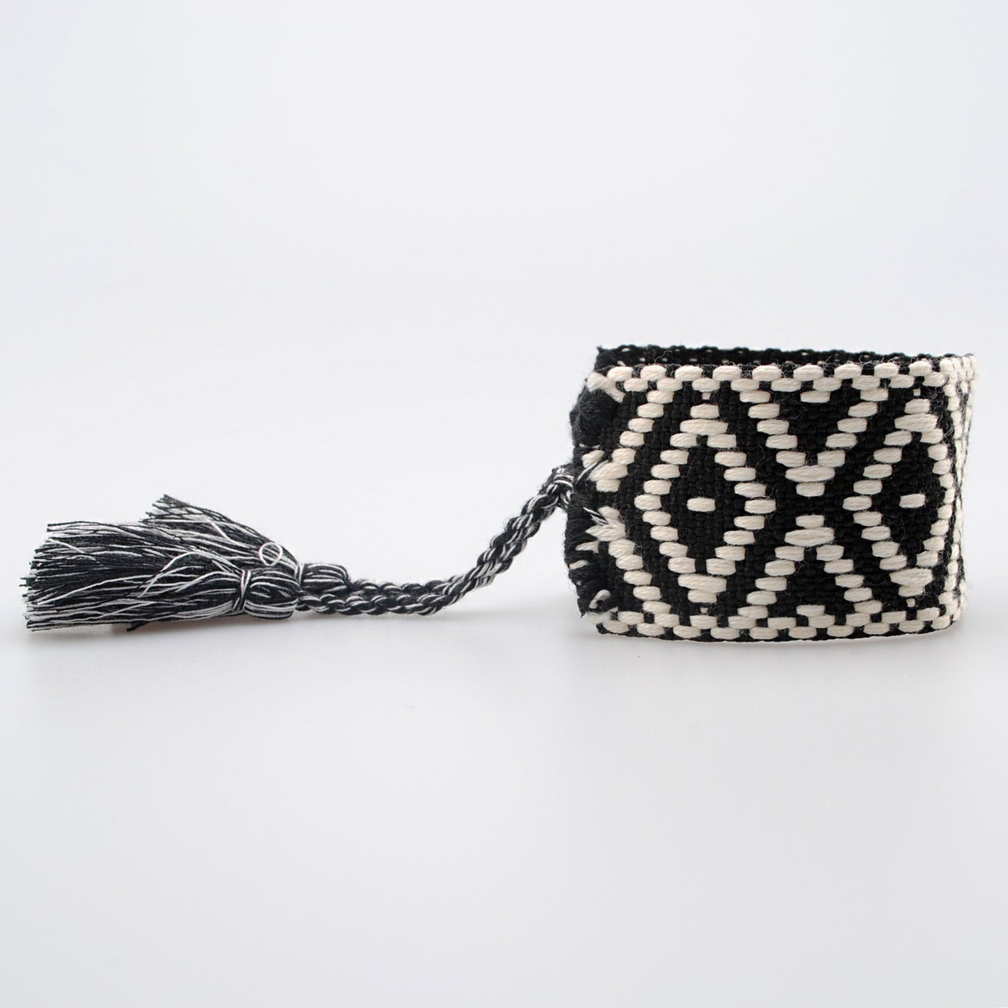 wide boho braided bracelet – geometric diamond tassel women’s handmade cord wristband
