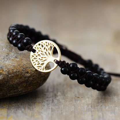 Tree of Life Braided Bracelet - Natural African Pine Stone Friendship Yoga Gift - STAR8S