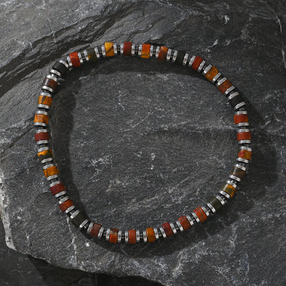 Boho Color-Block Natural Stone Bracelet – Men’s Imperial Stone Stretch Boho Bracelet - STAR8S