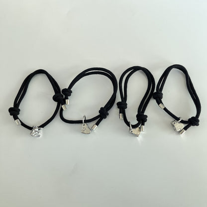 4Pcs Magnetic Friendship Bracelets for 4 Best Friends Matching Interlocking Heart Charm Braided Rope Adjustable Cord Set Family Sibling Long Distance Relationship Gift 20g