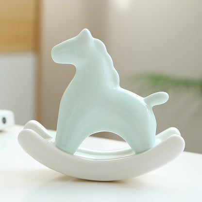 Chinese Zodiac Horse Ceramic Tea Pet - Handcrafted Rocking Horse Tea Decoration for Tea Tables & Home Décor - STAR8S