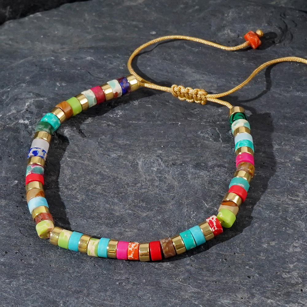 adjustable men's bracelet - natural stone 4mm beads with turquoise & tiger's eye | stylish & durable handmade friendship bracelets