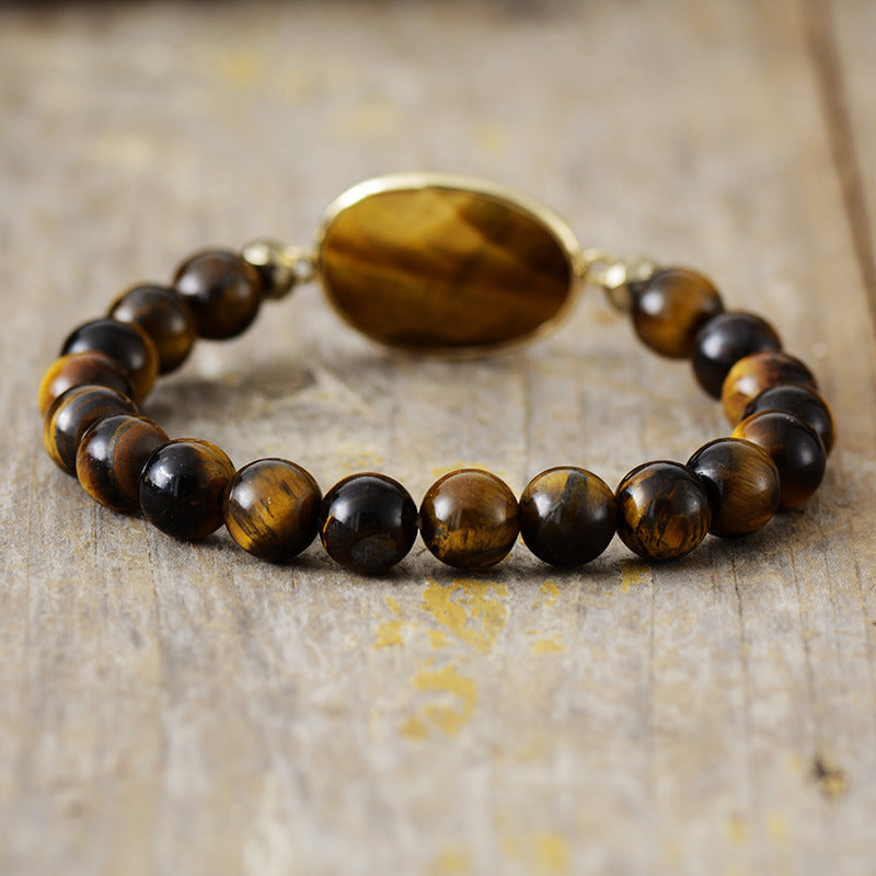 rhodonite beaded bracelet – 8mm tiger eye and rhodonite elastic beaded bracelet for women and men - star8s
