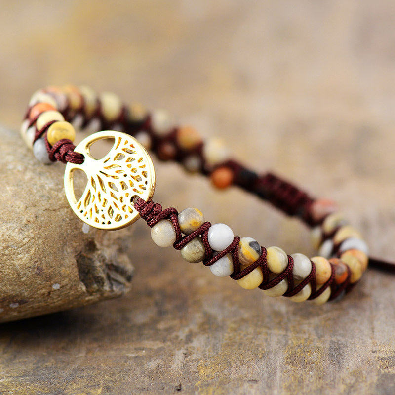 tree of life braided bracelet - natural african pine stone friendship yoga gift - star8s