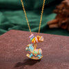 Chinese Zodiac Horse Silver Necklace – S925 Enamel Macaron Color Rocking Horse Pendant
