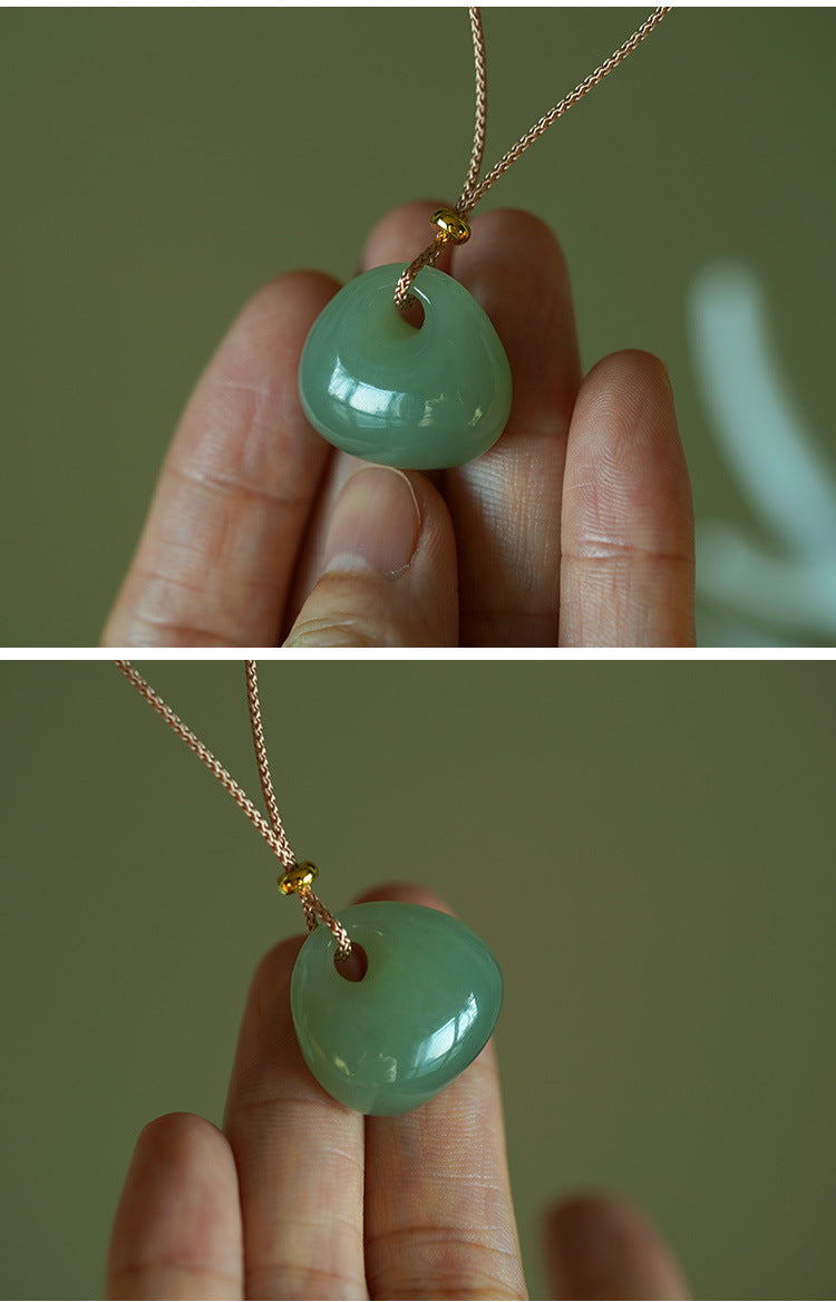 natural hetian jade green pendant - green jade lock pendant for bags lucky & minimalist