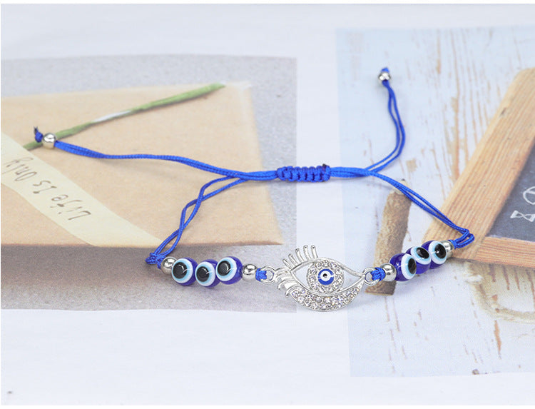 Evil Eye Bracelet with Blue Eye Fish Beads - Adjustable Protective Charm Bracelet - STAR8S