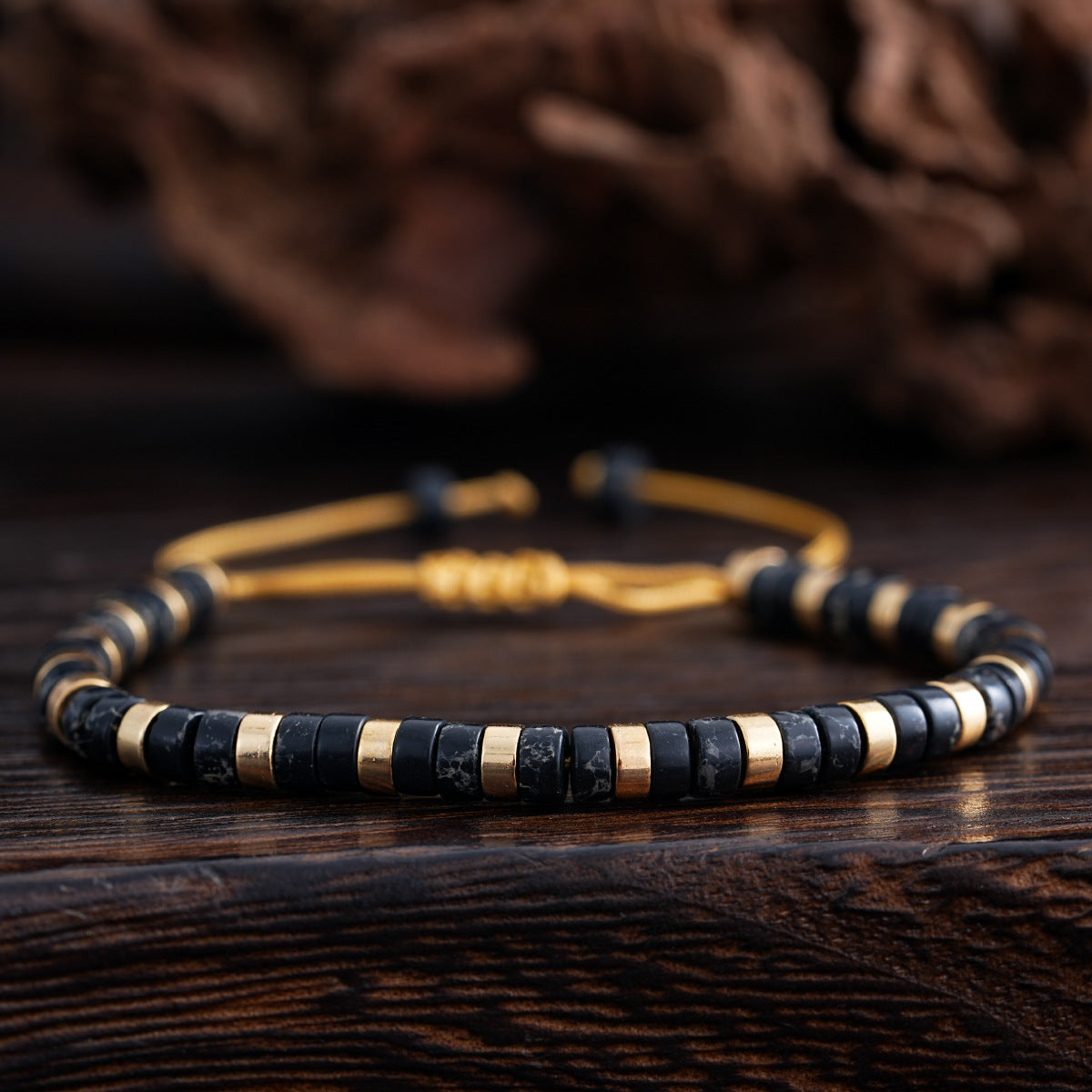 adjustable men's bracelet - natural stone 4mm beads with turquoise & tiger's eye | stylish & durable handmade friendship bracelets