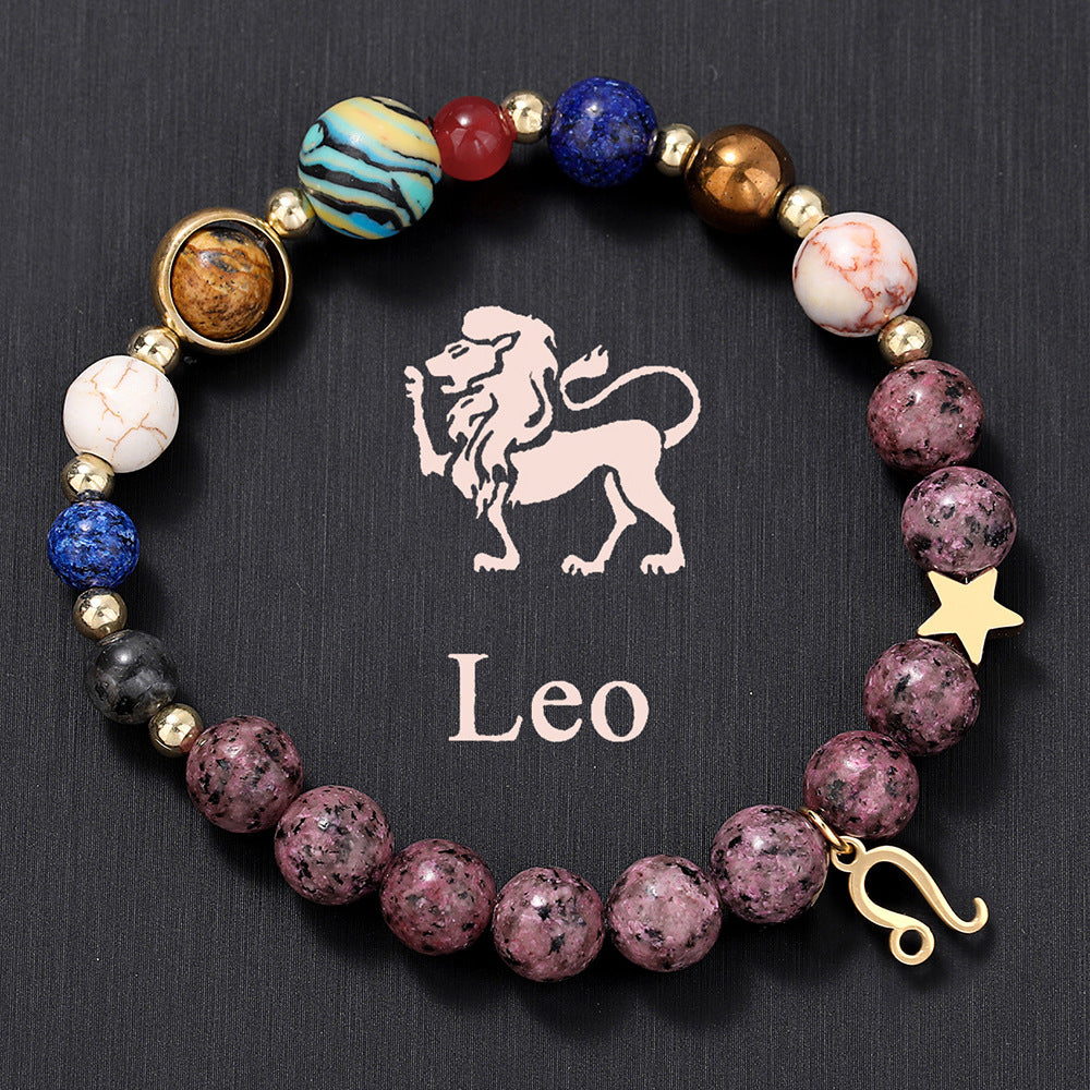 Zodiac Signs Bracelet - Stainless Steel Pendant, Natural Stone, Handmade Beaded Couple Bracelet for Women - STAR8S
