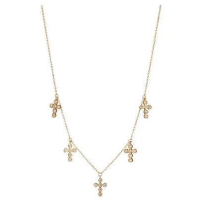 925 Sterling Silver 18K Gold Plated Zircon Cross Pendant Necklace - Elegant & Delicate
