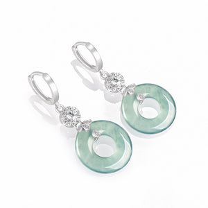 Natural Hetian Jade Blue Water Hoop Earrings – Ice Seed Jade with S925 Silver - STAR8S