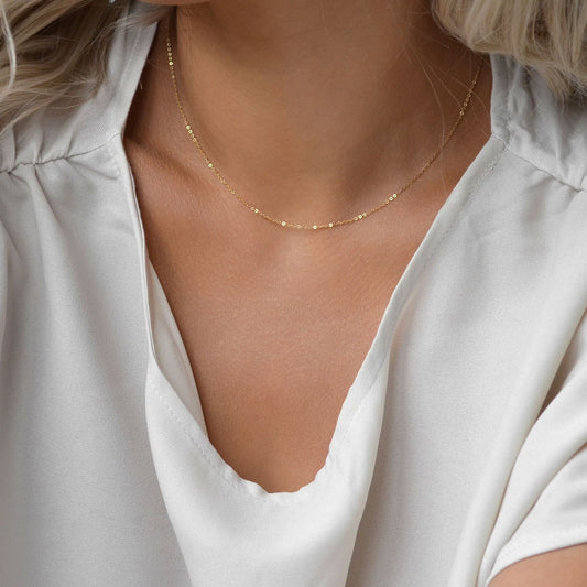 Dainty Minimalist Link Chain Necklace for Women Teen Girls Ultra Thin Gold Tone Copper Cable Chain Choker Delicate Layering Clavicle Collarbone Necklace Everyday Fashion Tiny Plain Base Chain Jewelry Gift