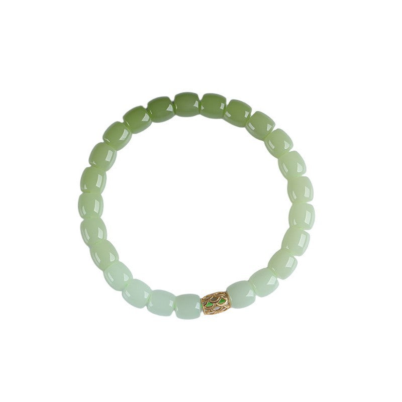 natural hetian jade beaded bracelet for women - gradual green ombre design - star8s