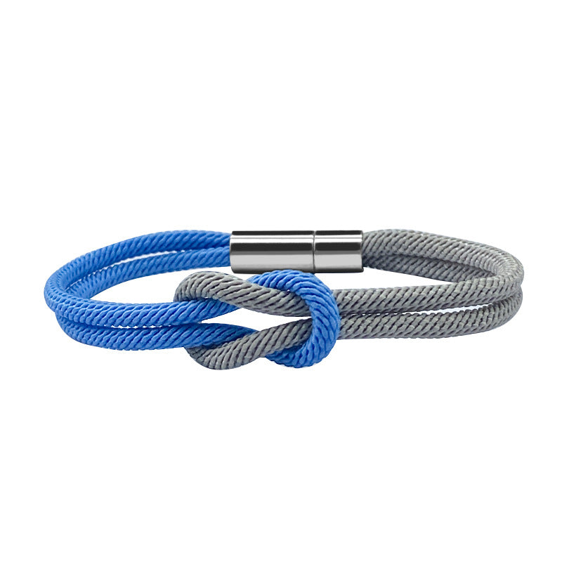 8 braided bracelet - black & white milan rope adjustable couples bracelet - perfect valentine's gift for him & her - star8s