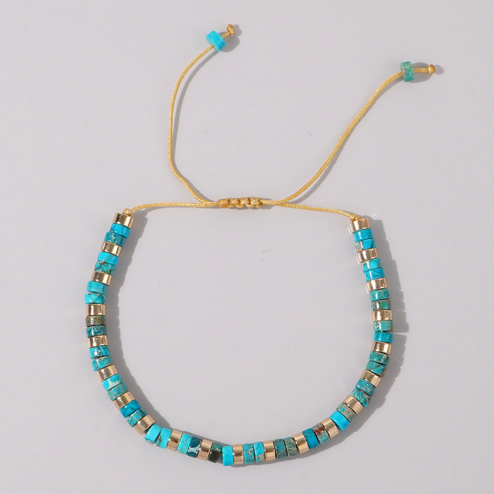 adjustable men's bracelet - natural stone 4mm beads with turquoise & tiger's eye | stylish & durable handmade friendship bracelets