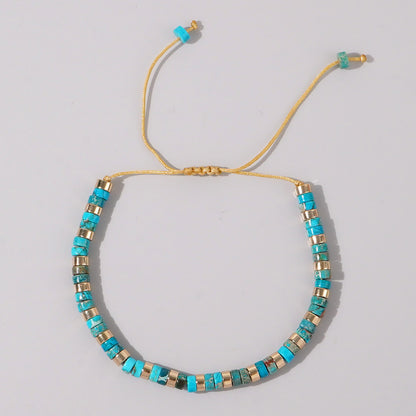 Adjustable Men's Bracelet - Natural Stone 4mm Beads with Turquoise & Tiger's Eye | Stylish & Durable Handmade Friendship Bracelets