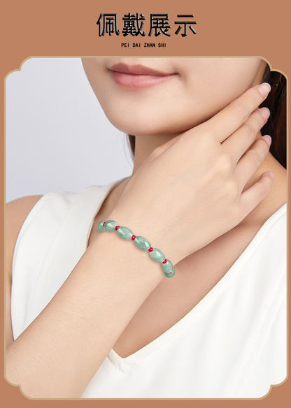 Natural Jade Bracelet - Handmade Adjustable String Bracelet for Men & Women, Good Luck Bracelet