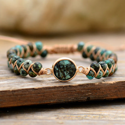 Braided Adjustable African Turquoise Bracelet – Handmade Beaded Friendship Wristband - STAR8S