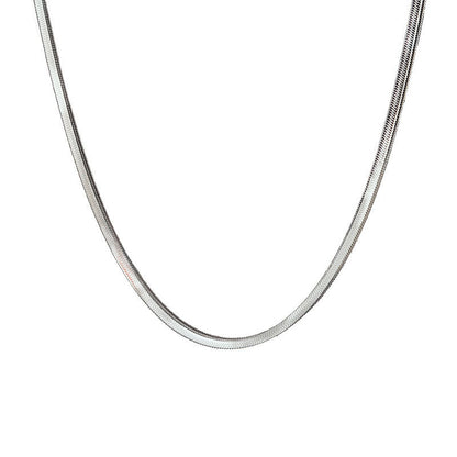 Stainless Steel Flat Snake Chain Necklace for Men Women 4mm Flat Herringbone Chain Sleek Liquid Blade Snake Bone Link Choker Streetwear Hip Hop Minimalist Plain Layering Chain 50cm