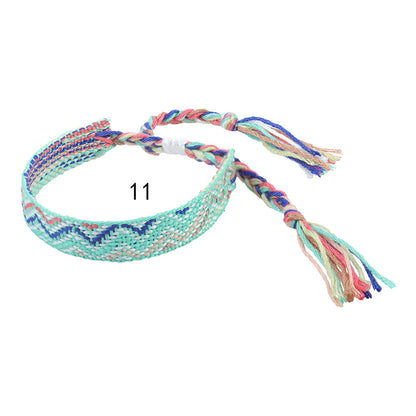 Boho Woven Friendship Bracelet – Wide Colorful Tassel Wristband, Adjustable Bohemian Bracelet