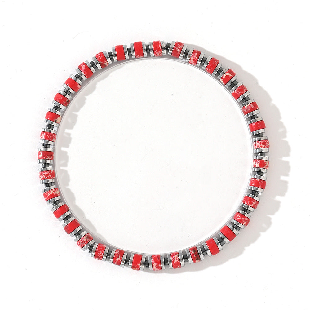 boho color-block natural stone bracelet – men’s imperial stone stretch boho bracelet - star8s