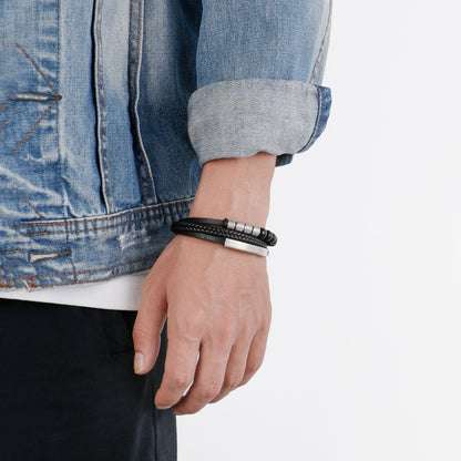 Men’s Buckle Bracelet – Multi-Layer Leather & Natural Stone Beads with Zinc-Alloy Magnetic Clasp - STAR8S