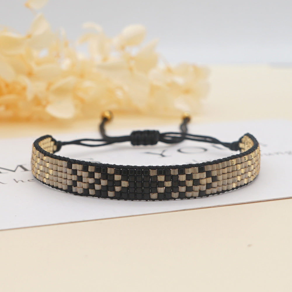 colorful heart boho friendship bracelets — handmade woven seed bead bracelet, adjustable, gift-ready