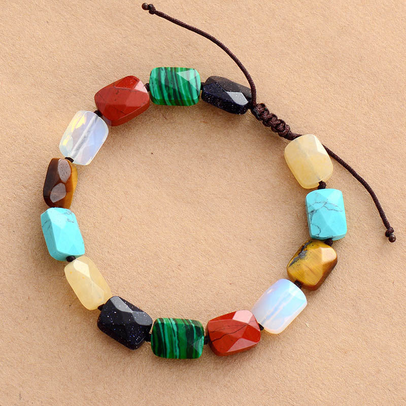 Color Gem Braided Bracelet – Handmade 7-Color Natural Stone Beaded Adjustable Couple Bracelet | Unisex Boho Jewelry - STAR8S