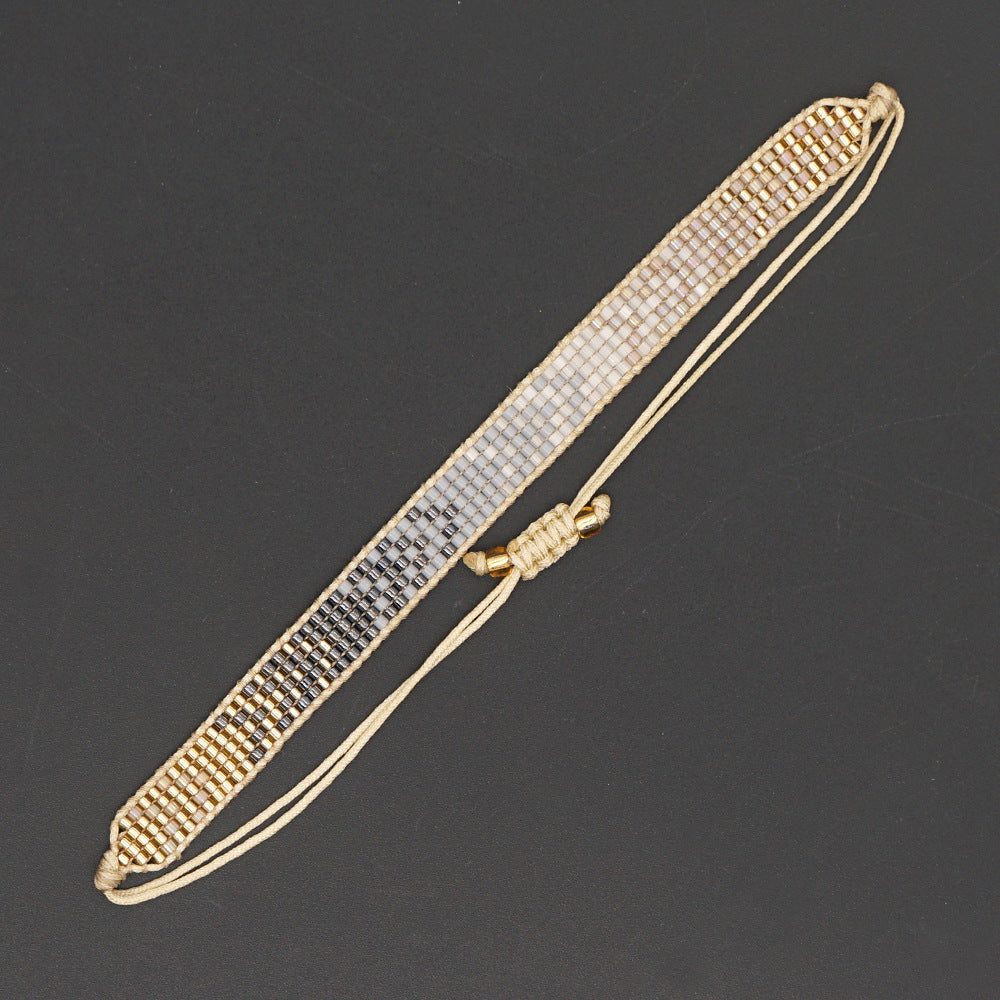 colorful heart boho friendship bracelets — handmade woven seed bead bracelet, adjustable, gift-ready