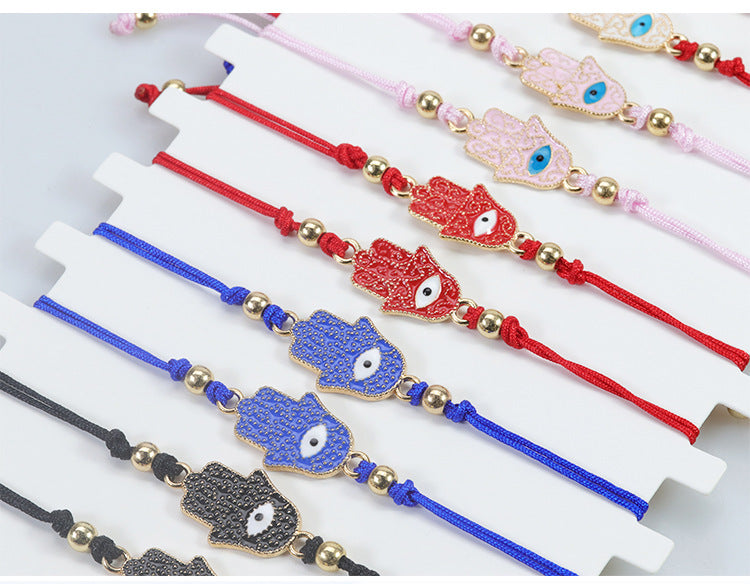 Evil Eye Hamsa Hand Bracelet - Simple Adjustable Charm for Protection & Good Luck - STAR8S