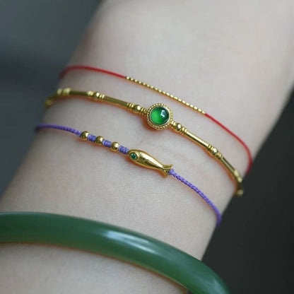 Gold Fish Braided Bracelet | Lucky Red Cord Bracelet | Minimalist Chic Jewelry for the New Year