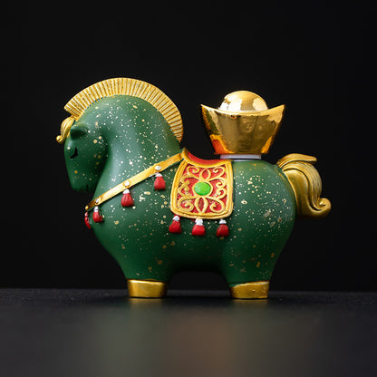 Chinese Zodiac Horse Tea Pet - Prosperity & Blessings Ceramic Home Décor for Office Desk & Tea Table - STAR8S