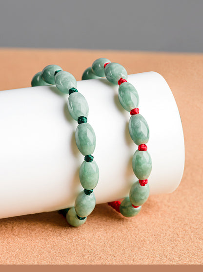 Natural Jade Bracelet - Handmade Adjustable String Bracelet for Men & Women, Good Luck Bracelet